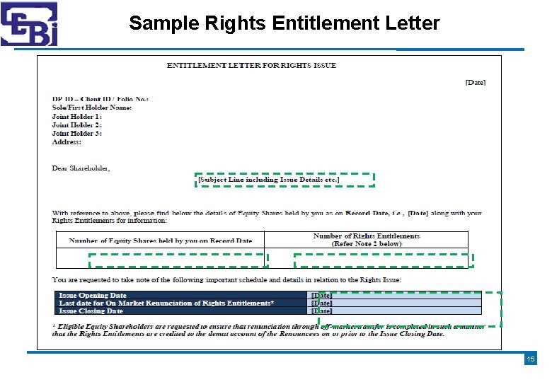 Sample Rights Entitlement Letter 15 