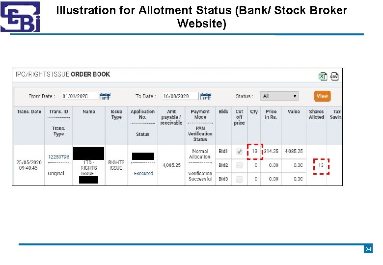 Illustration for Allotment Status (Bank/ Stock Broker Website) 34 