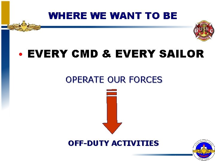 WHERE WE WANT TO BE • EVERY CMD & EVERY SAILOR OPERATE OUR FORCES