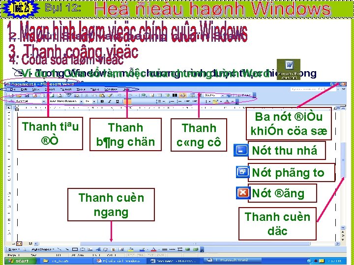  Ví- dụ Trong Windows, chương trình được 1: Cửa sổ làmmỗi việc của