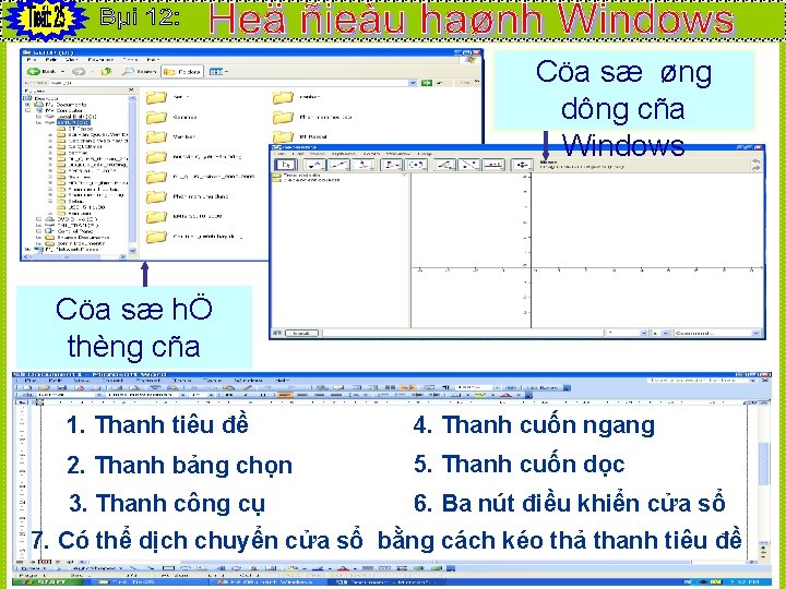 Cöa sæ øng dông cña Windows Cöa sæ hÖ thèng cña Windows 1. Thanh