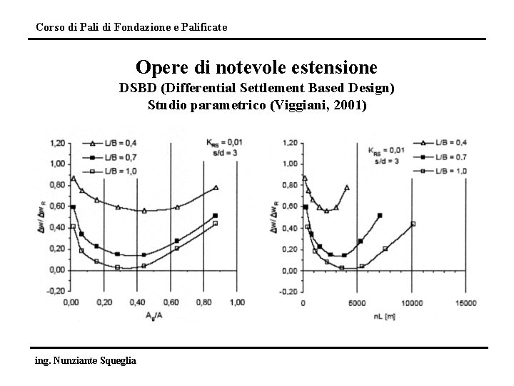 Corso di Pali di Fondazione e Palificate Opere di notevole estensione DSBD (Differential Settlement