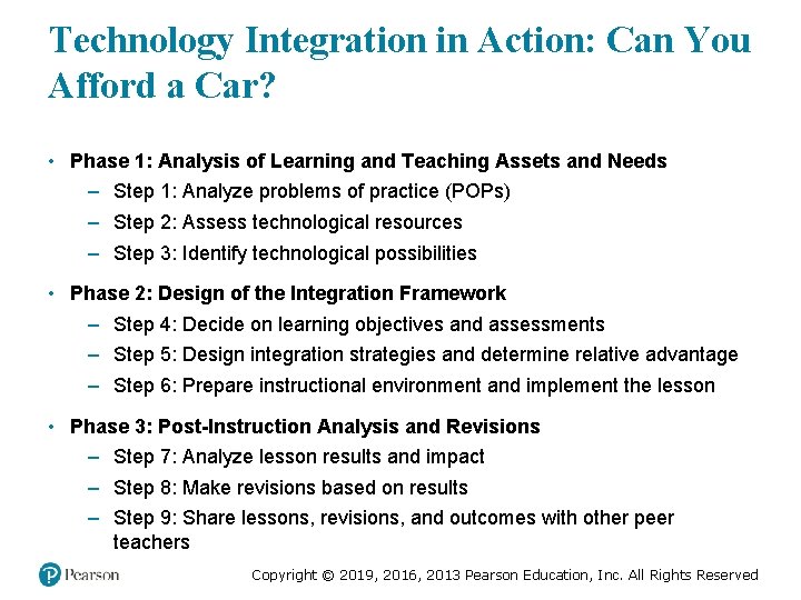 Technology Integration in Action: Can You Afford a Car? • Phase 1: Analysis of