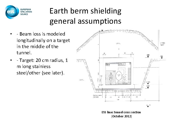 Earth berm shielding general assumptions • - Beam loss is modeled longitudinally on a Earth berm shielding general assumptions • - Beam loss is modeled longitudinally on a