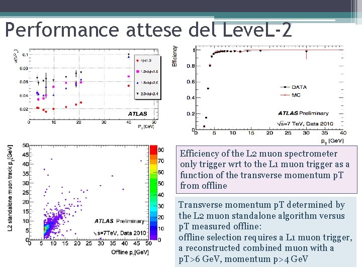 Performance attese del Leve. L-2 Efficiency of the L 2 muon spectrometer only trigger
