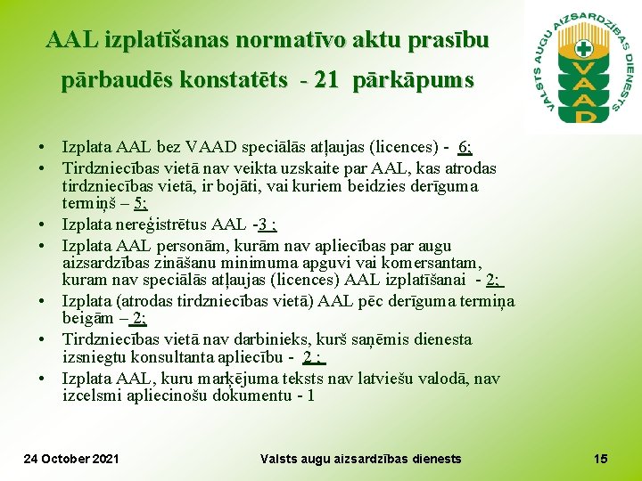 AAL izplatīšanas normatīvo aktu prasību pārbaudēs konstatēts - 21 pārkāpums • Izplata AAL bez