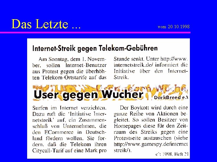 Das Letzte. . . vom 20. 1998 