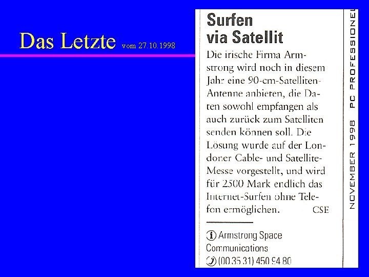 Das Letzte vom 27. 10. 1998 