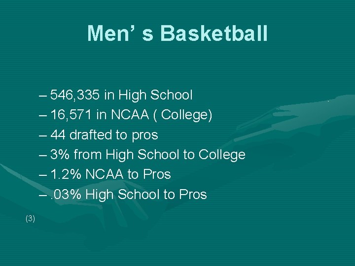 Men’ s Basketball – 546, 335 in High School – 16, 571 in NCAA Men’ s Basketball – 546, 335 in High School – 16, 571 in NCAA