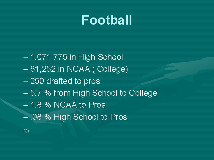 Football – 1, 071, 775 in High School – 61, 252 in NCAA ( Football – 1, 071, 775 in High School – 61, 252 in NCAA (