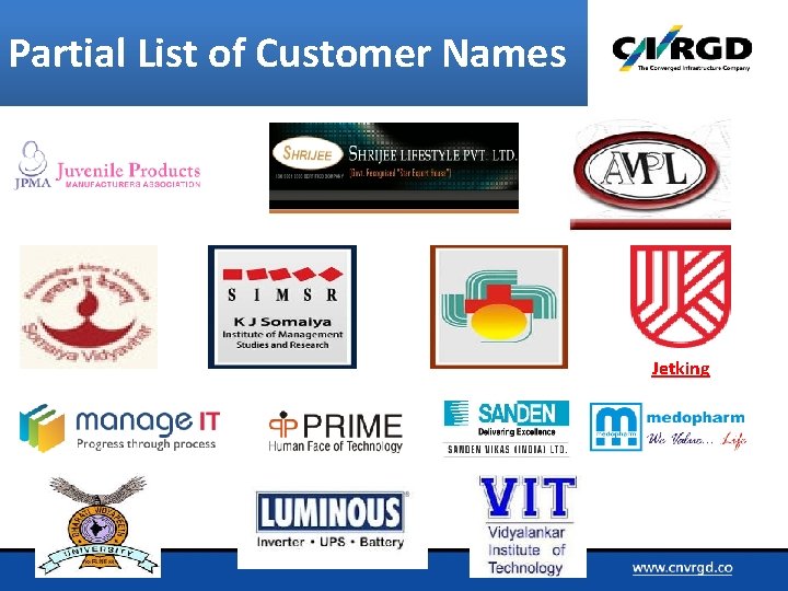 Partial List of Customer Names Jetking 