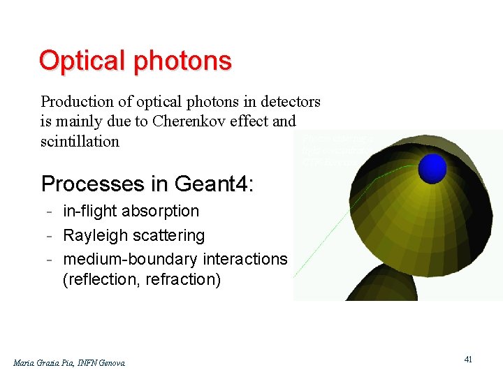 Optical photons Production of optical photons in detectors is mainly due to Cherenkov effect