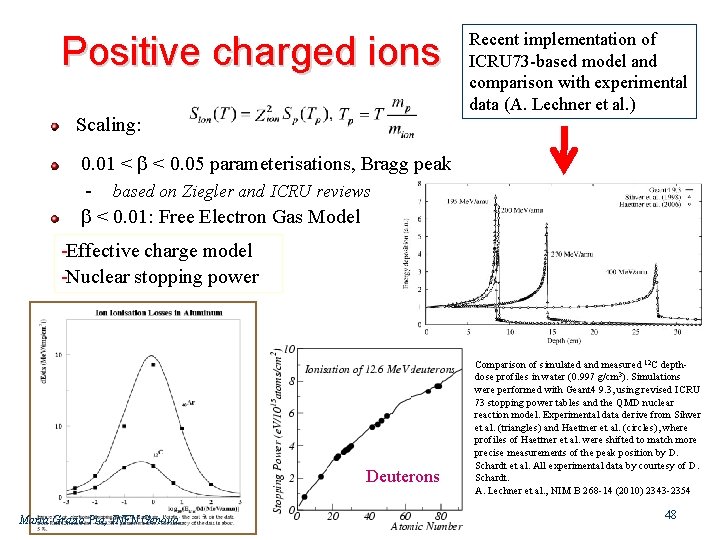 Positive charged ions Scaling: Recent implementation of ICRU 73 based model and comparison with