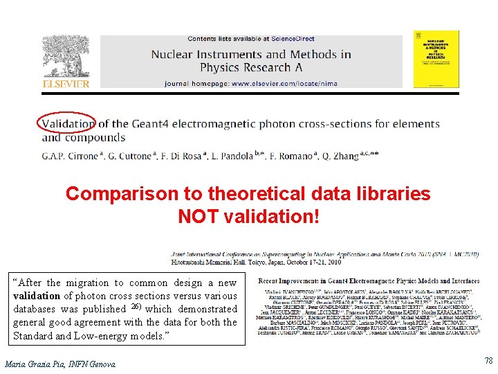 Comparison to theoretical data libraries NOT validation! “After the migration to common design a