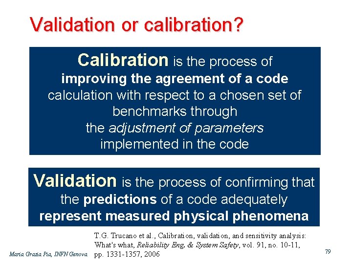 Validation or calibration? Calibration is the process of improving the agreement of a code