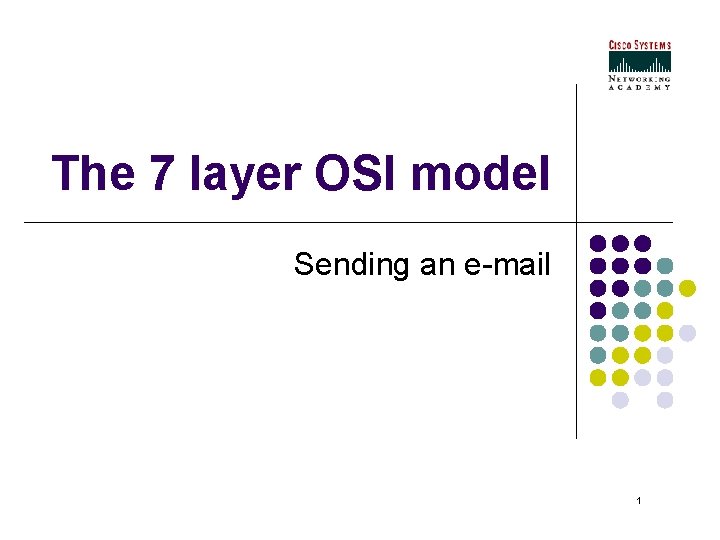 The 7 layer OSI model Sending an e-mail 1 