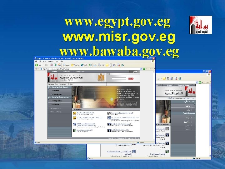 www. egypt. gov. eg www. misr. gov. eg www. bawaba. gov. eg 