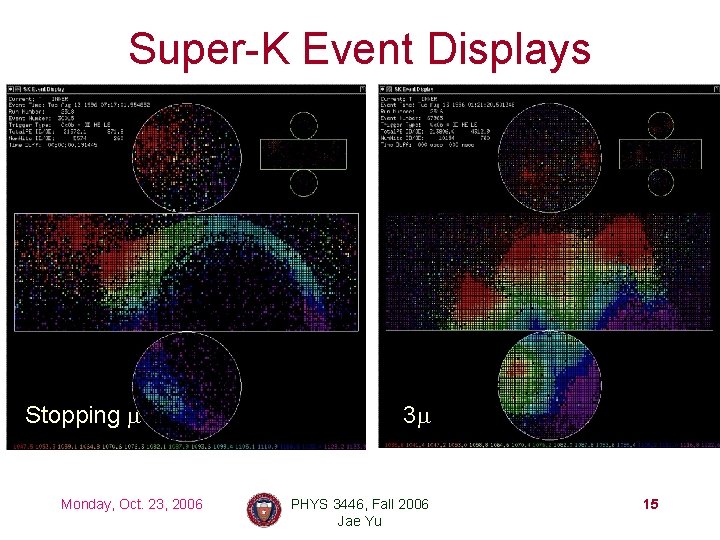 Super-K Event Displays Stopping m Monday, Oct. 23, 2006 3 m PHYS 3446, Fall