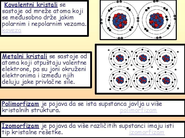 Kovalentni kristali se sastoje od mreže atoma koji se međusobno drže jakim polarnim i