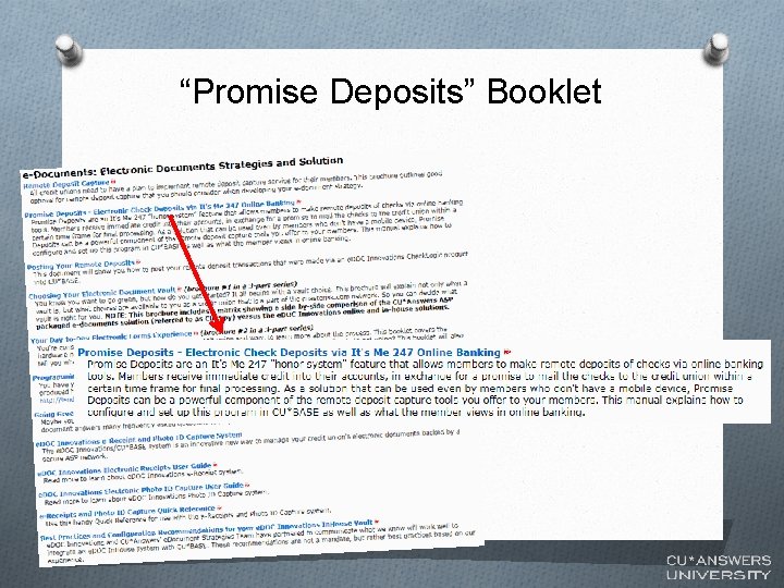 “Promise Deposits” Booklet 