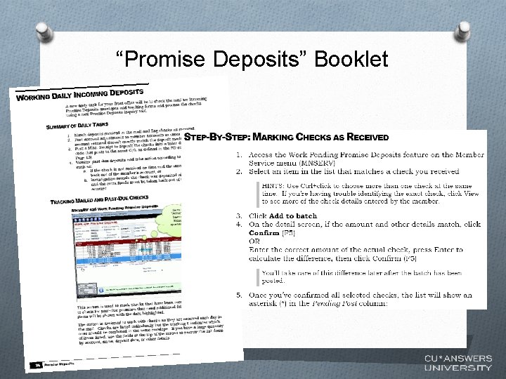 “Promise Deposits” Booklet 