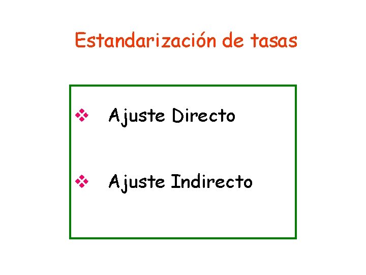 Estandarización de tasas v Ajuste Directo v Ajuste Indirecto 
