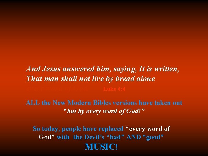 And Jesus answered him, saying, It is written, That man shall not live by