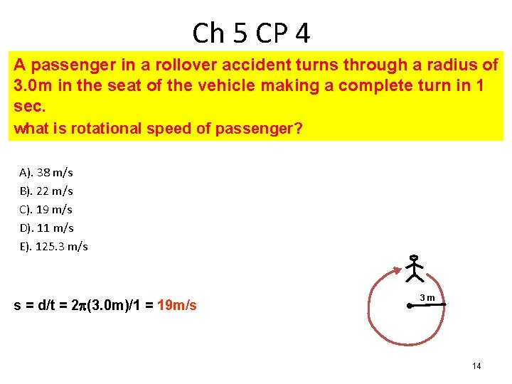 Ch 5 CP 4 A passenger in a rollover accident turns through a radius