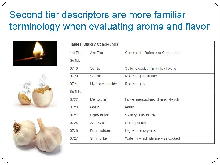 Second tier descriptors are more familiar terminology when evaluating aroma and flavor 