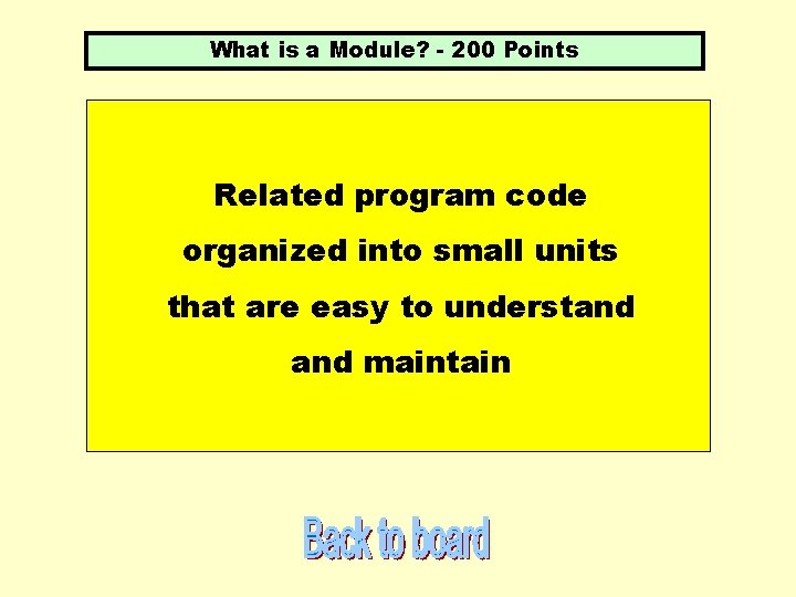 What is a Module? - 200 Points Related program code organized into small units