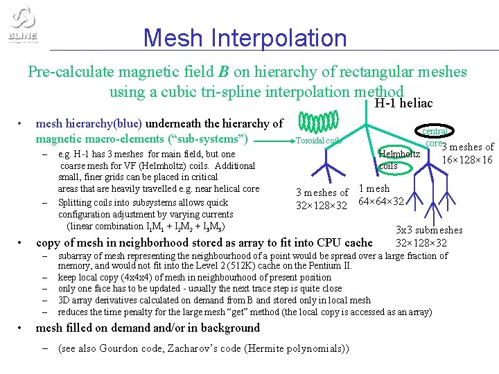 Mesh Interpolation Pre-calculate magnetic field B on hierarchy of rectangular meshes using a cubic