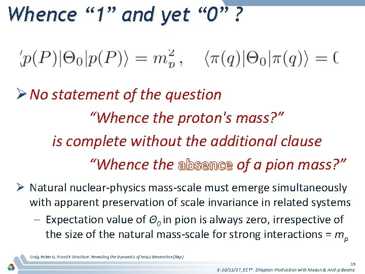 Whence “ 1” and yet “ 0” ? Ø No statement of the question