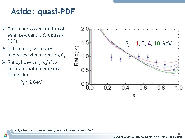 Aside: quasi-PDF Ø Continuum computation of valence-quark π & K quasi. PDFs Ø Individually,