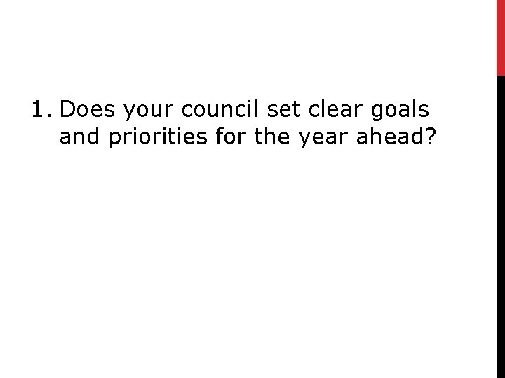 1. Does your council set clear goals and priorities for the year ahead? 
