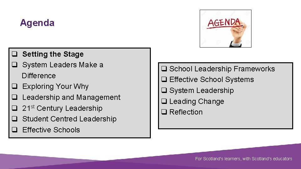 Agenda q Setting the Stage q System Leaders Make a Difference q Exploring Your