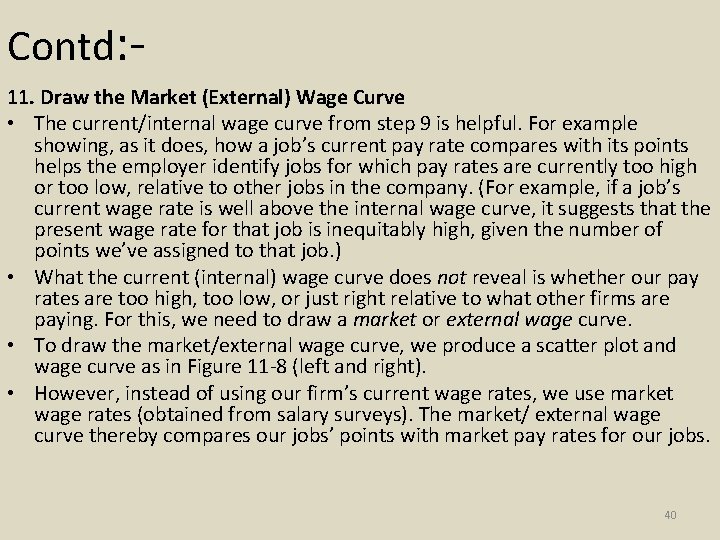 Contd: 11. Draw the Market (External) Wage Curve • The current/internal wage curve from