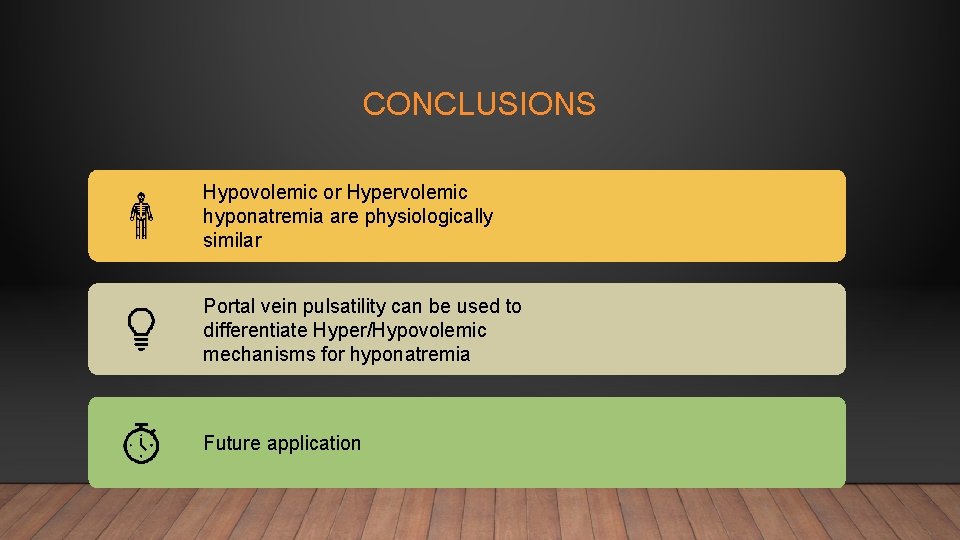 CONCLUSIONS Hypovolemic or Hypervolemic hyponatremia are physiologically similar Portal vein pulsatility can be used