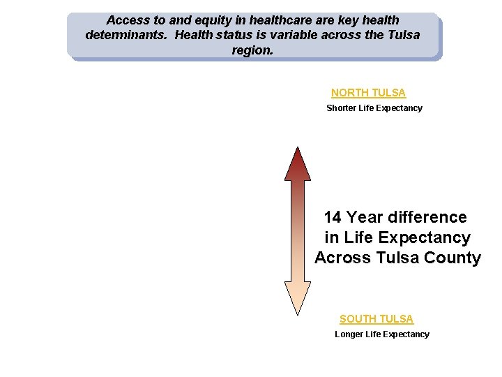 Access to and equity in healthcare key health determinants. Health status is variable across