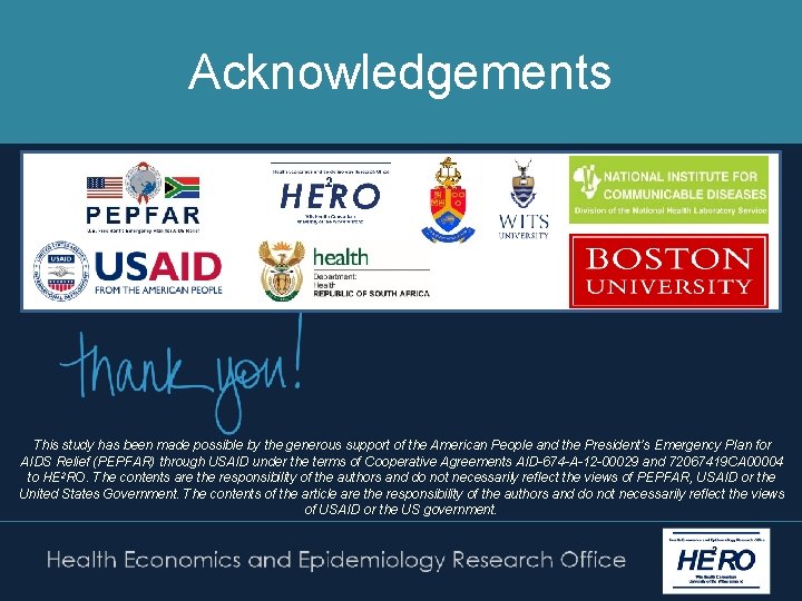 Acknowledgements This study has been made possible by the generous support of the American