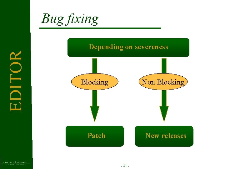EDITOR Bug fixing Depending on severeness Blocking Non Blocking Patch New releases - 41