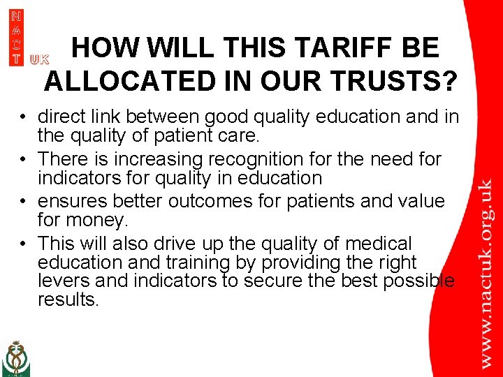 HOW WILL THIS TARIFF BE ALLOCATED IN OUR TRUSTS? • direct link between good