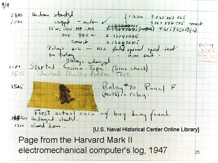 [U. S. Naval Historical Center Online Library] Page from the Harvard Mark II electromechanical