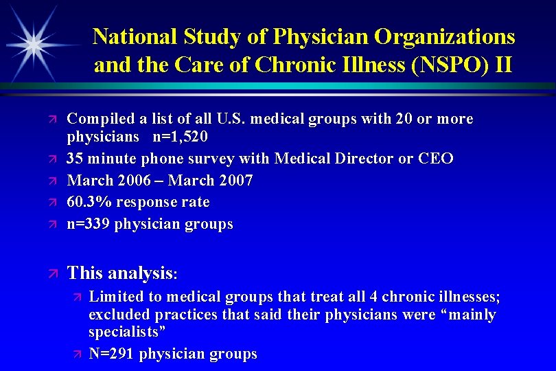 National Study of Physician Organizations and the Care of Chronic Illness (NSPO) II Compiled