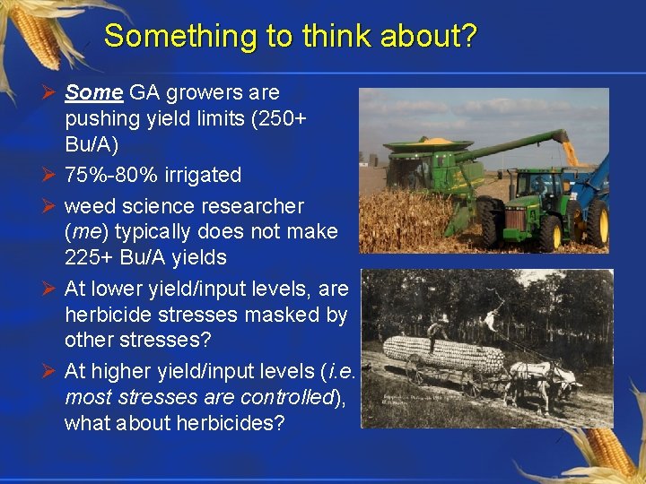 Something to think about? Ø Some GA growers are pushing yield limits (250+ Bu/A)