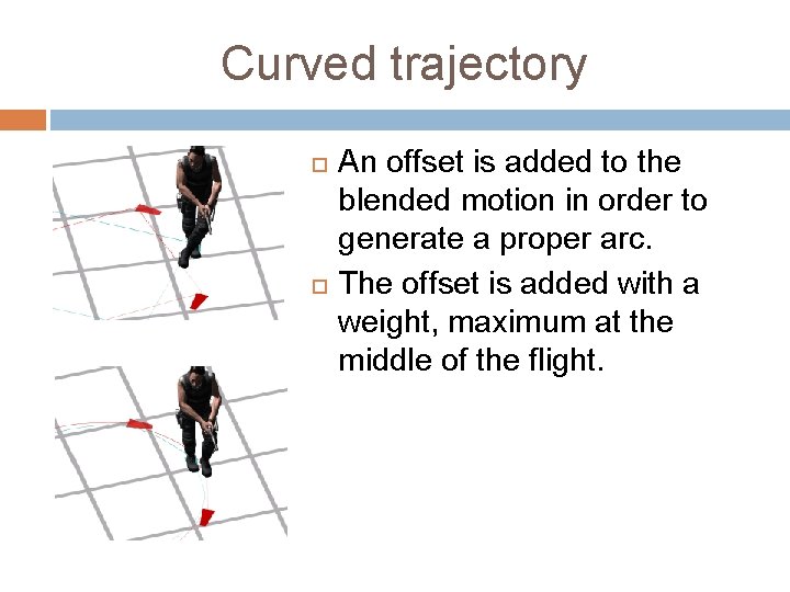 Curved trajectory An offset is added to the blended motion in order to generate