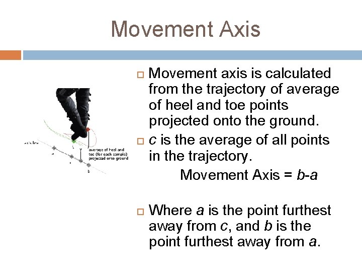 Movement Axis Movement axis is calculated from the trajectory of average of heel and