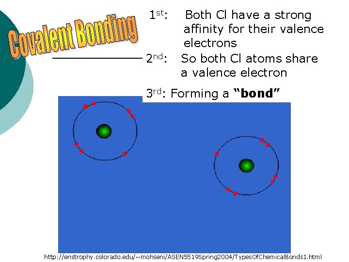 1 st: 2 nd: Both Cl have a strong affinity for their valence electrons