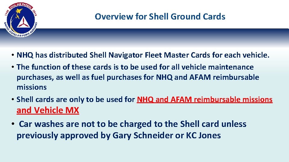 Overview for Shell Ground Cards • NHQ has distributed Shell Navigator Fleet Master Cards Overview for Shell Ground Cards • NHQ has distributed Shell Navigator Fleet Master Cards