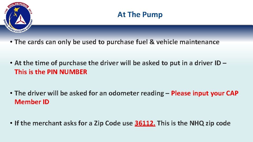 At The Pump • The cards can only be used to purchase fuel & At The Pump • The cards can only be used to purchase fuel &