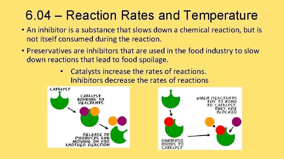 6. 04 – Reaction Rates and Temperature • An inhibitor is a substance that